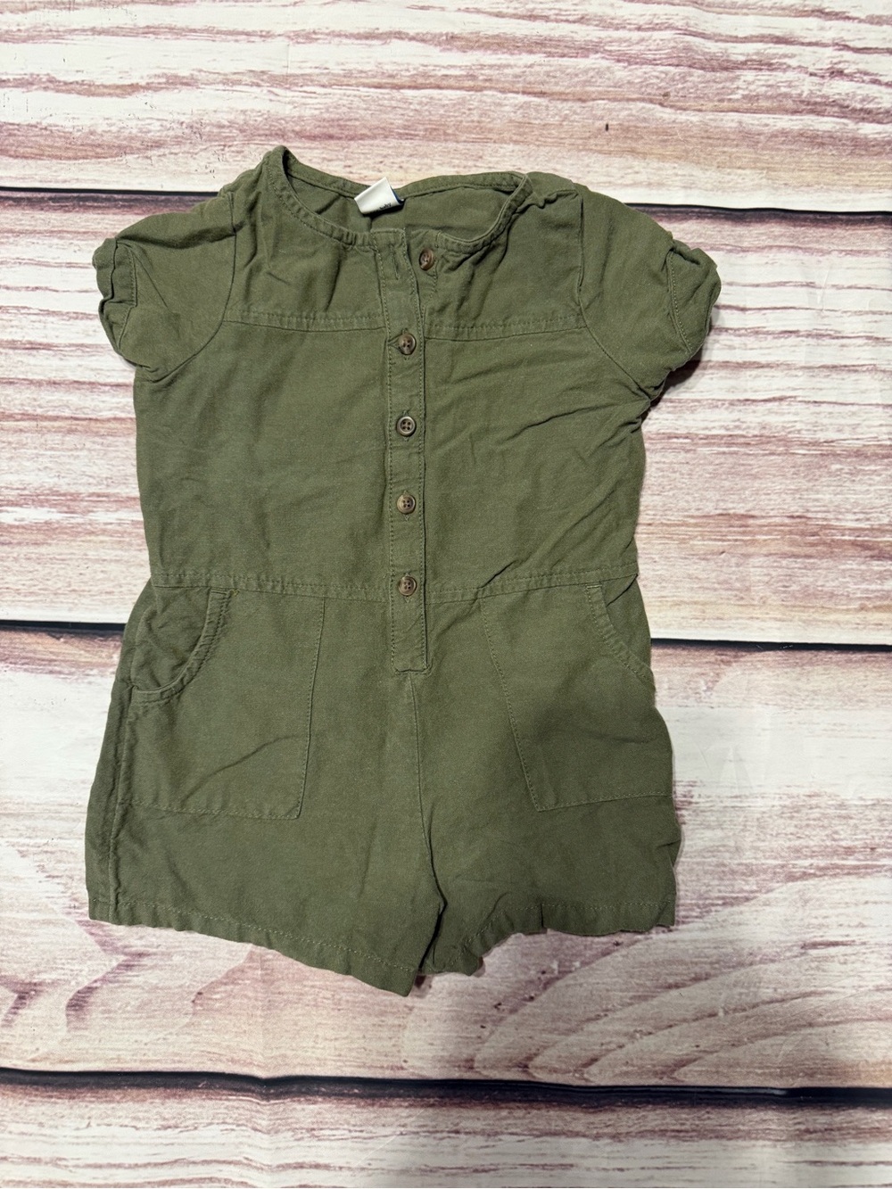 Old Navy Olive Green Cotton Button Romper